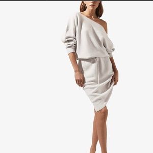 Reiss grey marl knit off the shoulder dress size medium